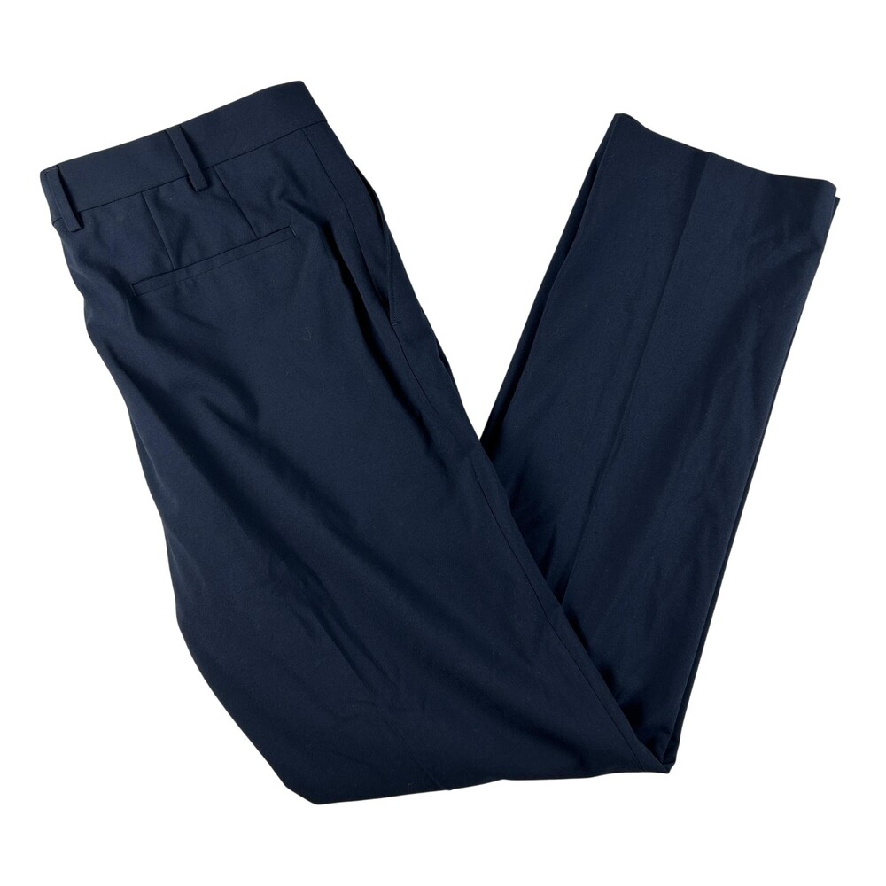 DKNY Pants Mens 38x32 Blue Stretch Microfiber Flat Front Dress Slacks Business